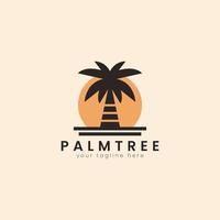 Palm house tree logo template. can be used for tropical beach home hotel or resort logo design vector illustration