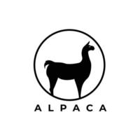 alpaca or Llama silhouette in the circle shape vector