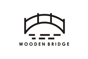 wooden bridge simple minimalist line art logo design vector