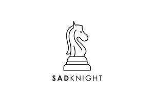 sad knight chess piece logo design vector