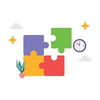 Business approach brainstorming puzzle elements illustration. vector