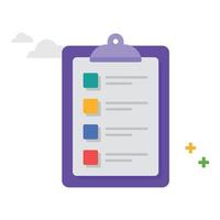 Checklist on a clipboard paper completion of business tasks illustration. vector