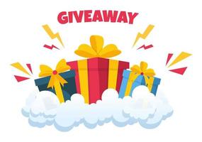 Giveaway Template Hand Drawn Cartoon Flat Illustration with Win a Prize, Surprise Package, Reward and Gift Box Design vector