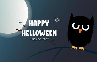 Helloween night vector illustration. vector illustration of owl at night with moon