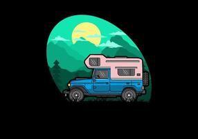 Stocky camper car illustration badge vector