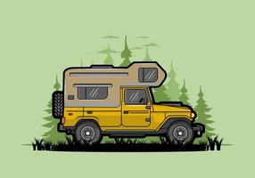 Stocky camper car illustration badge vector