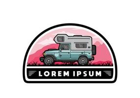 Stocky camper car illustration badge vector