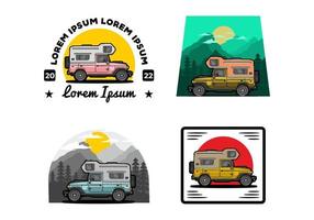 Stocky camper car illustration badge vector