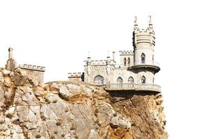 Swallow Nest palace on cliff in Crimea isolated photo