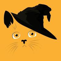 Cat in witch hat vector