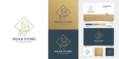hijab store logo design with style and creative concept vector