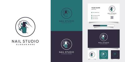 nail studio logo design with style and creative concept vector