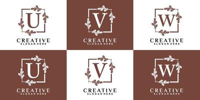 Monogram logo design initial latter UVW with style and creative concept vector