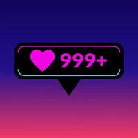 Social media loves or likes icon with vector concept in gradient neon color