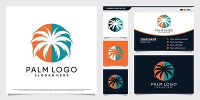 Palm tree logo design illustration with creative element concept and business card template vector