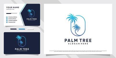 Palm tree logo design illustration with creative element concept and business card template vector