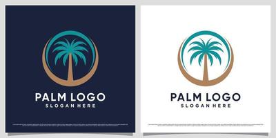 Palm tree logo vector illustration for vacation summer icon with creative element concept