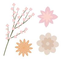 Set of simple abstract minimalistic vector flowers