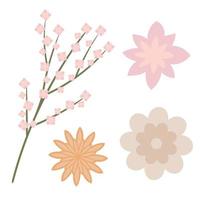 conjunto de flores vectoriales minimalistas abstractas simples vector