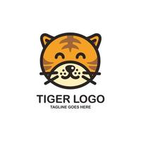 Cute tiger face logo design vector