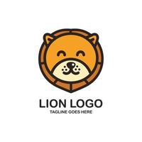 Cute lion face logo design vector