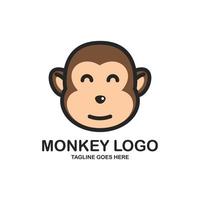 Cute monkey face logo design vector