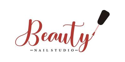 diseño de logotipo de estudio de uñas de belleza con estilo y concepto creativo vector