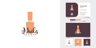 nail studio logo design with style and creative concept vector