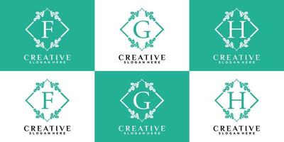 alphabet f g h  logo design with style and creative concept vector