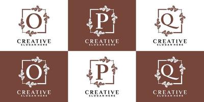 alphabet o p q  logo design with style and creative concept vector