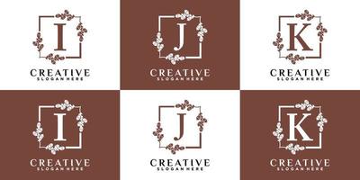 alphabet i j k  logo design with style and creative concept vector