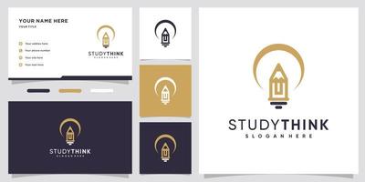 Study think logo design with style and creative concept vector