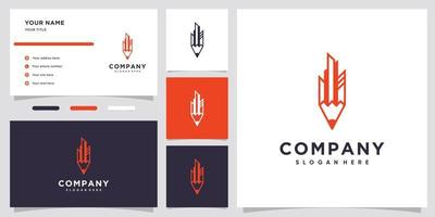 Pencil and building logo design with style and creative concept vector