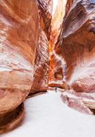 The Siq - narrow pass to ancient city Petra photo