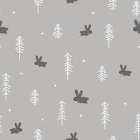 bosque de invierno con un conejo vector