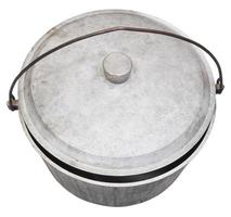 top view of camping sooty pot isolated on white photo