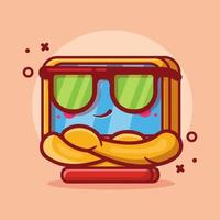 linda mascota de personaje de monitor de computadora con expresión genial caricatura aislada en diseño de estilo plano vector