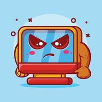 serious computer monitor character mascot with angry expression isolated cartoon in flat style design vector