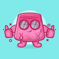 lindo personaje de pastel de pudín mascota con pulgar arriba gesto de mano dibujos animados aislados en diseño de estilo plano vector