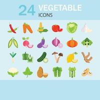 conjunto de iconos de verduras vector iconos planos. contiene íconos como alimentos saludables.