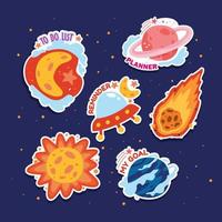 Journaling Sticker Set in Outer Space Themed vector