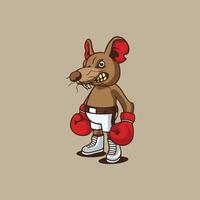 mouse boxer character logo. vector