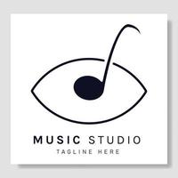 diseño del logotipo de la música del ojo de la ilustración. bueno para estudio, grabación, concepto musical de marca vector