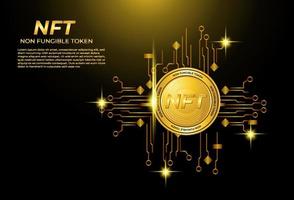 Non fungible token NFT Technology background with circuit vector