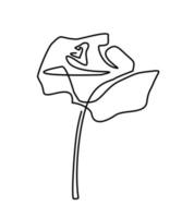 rose one line. flower continuous line. rose sketch art icon - vector illustration isolate