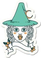 sticker of a elf mage character face vector