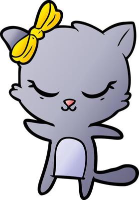 cute cartoon cat with bow