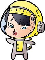 cartoon astronaut woman vector