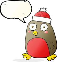 freehand drawn speech bubble cartoon christmas robin vector