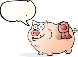freehand drawn speech bubble cartoon prize winning pig vector
